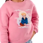 Pink Sweatshirt with “Music girl in the cloud ” Print 😎💗