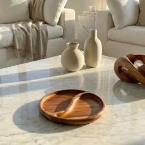 Sun-Carved Teak Wood Tray