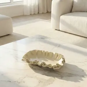 Ivory Ruffle Decorative Tray