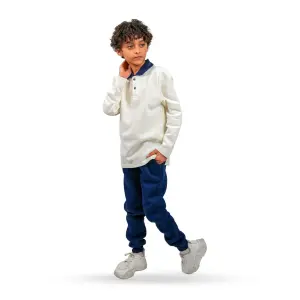 White Polo with Navy Collar 🤍💙