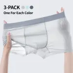 Men's Ice Silk Antibacterial Jacquard Breathable Quick-Dry Boxer Briefs Pack of 3