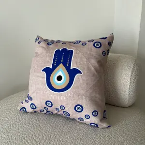 Blue hand cushion