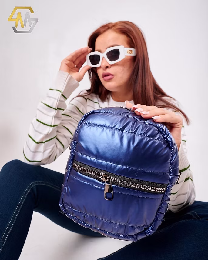 Metallic Puffy Bag Blue