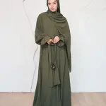 OLIVE GREEN CREPE DRESSY ISDAL