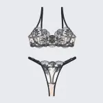 Breathable Skin-Friendly Embroidered Bra Thong Set