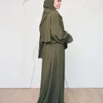 OLIVE GREEN CREPE DRESSY ISDAL