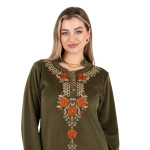 Winter Embroidered Maxi Abaya – Soft & Elegant Warm Fabric