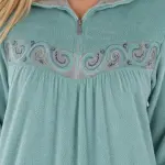 Women’s Cozy Long-Sleeve Winter Nightgown with Embroidered Detail