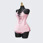 Satin Floral Lace Pajamas Set Nightwear