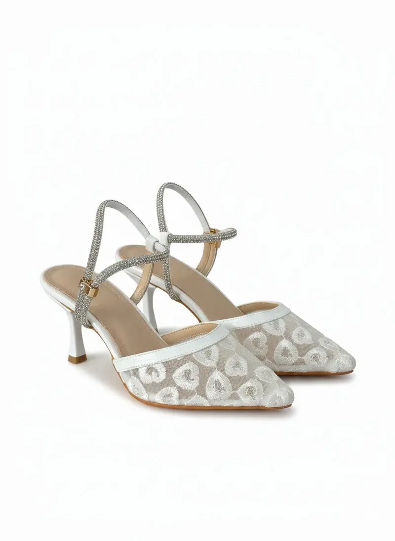 Elegant Lace Ankle Strap Heel C-80