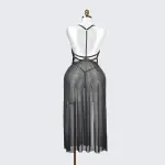 Plus Size Black Sheer Mesh Nightdress