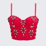 Women's Rhinestone Spaghetti Strap Shaping Corset with Boning