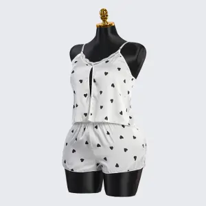 Chic Heart Pattern Two-Piece Pajama Set