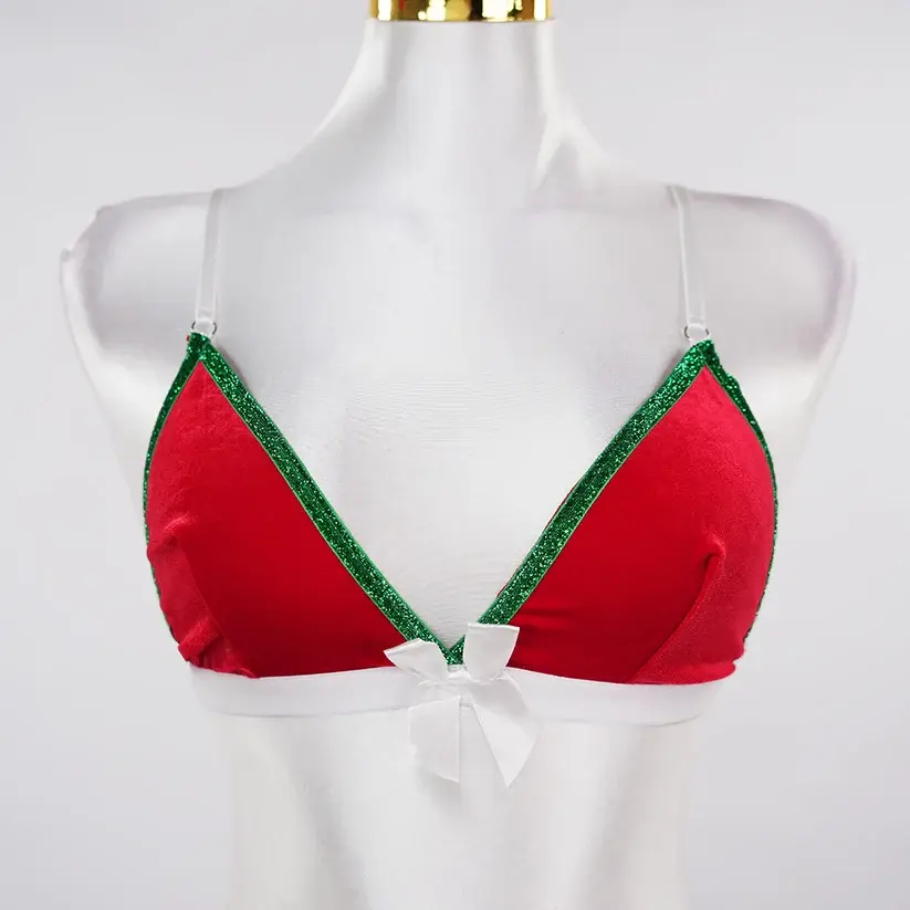Christmas Velvet See-Through Seduction Bra Panties Miniskirt Set