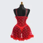 Red See-Through Ruffled Dress