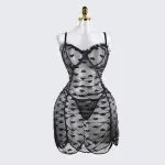 Plus Size See-Through Mesh Heart Lace Dress Lingerie Set