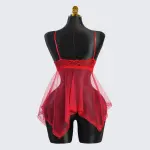 Full-body Lace See-through Top Thong Set