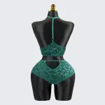 Sexy Green Lace Embroidery Halter Neck Bra Panty Set