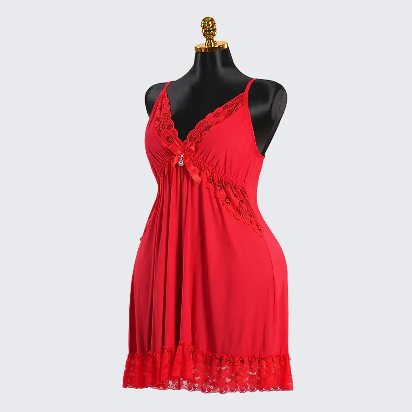 Lace V Neck Nightwear Spaghetti Strap Babydoll