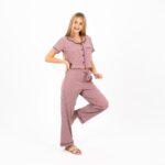 Elegant Buttoned Cotton Pajama Set