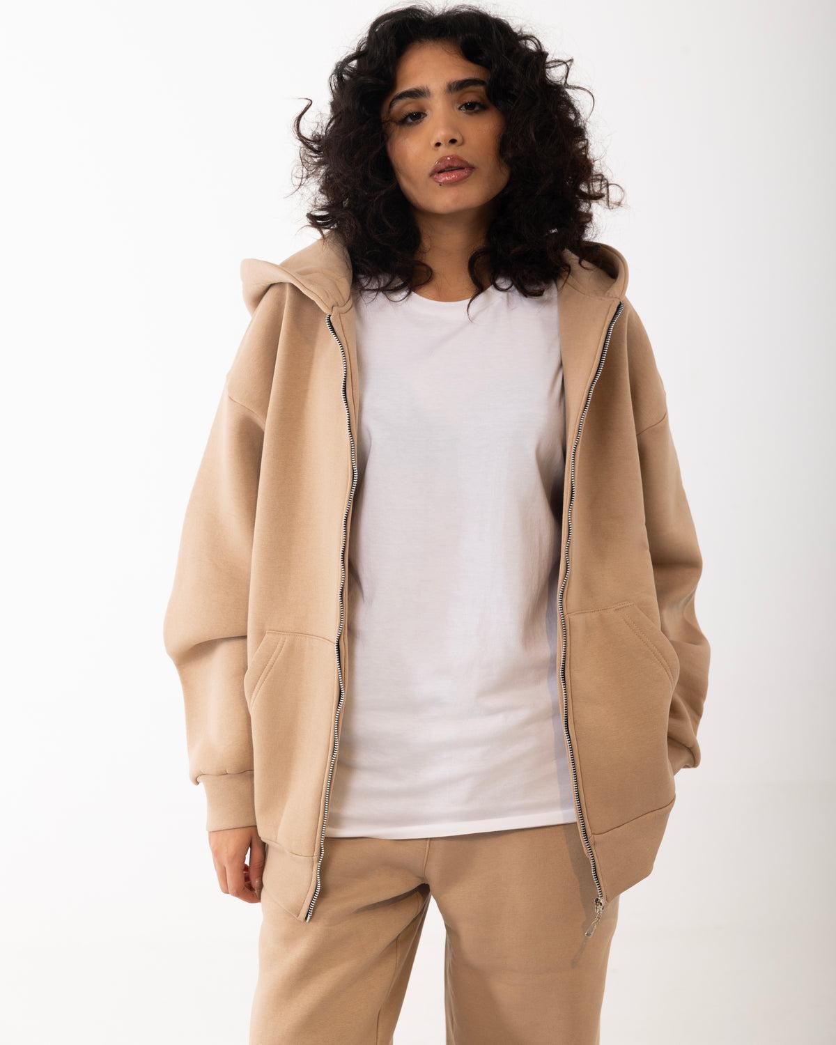Essential Beige Zip-up