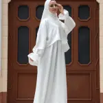 CREAMY WHITE DRESSY UMRAH ISDAL