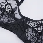 Plus Size Spider Web Sheer Push Up Full Bust Bra Panty Set
