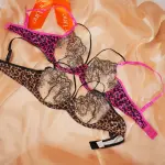 Leopard Floral Embroidery Lace Bra