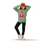 Olive green Tie-Dye Hoodie with "Girl with Coffee" Print ☕👧🏻