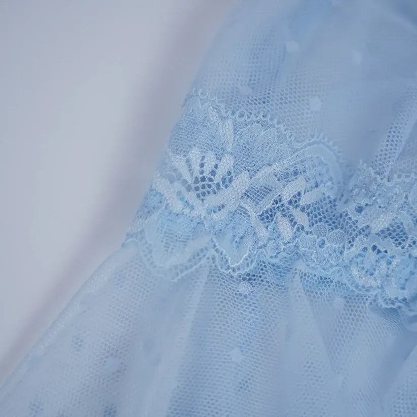 Vintage Polka Dot Light Blue Lace Bra & Panty Sets