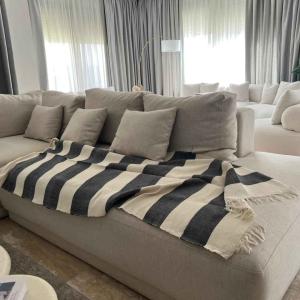 Noir Stripe Fringe couch cover