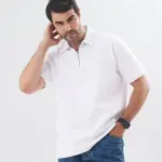 White Quarter Zip Polo Shirt