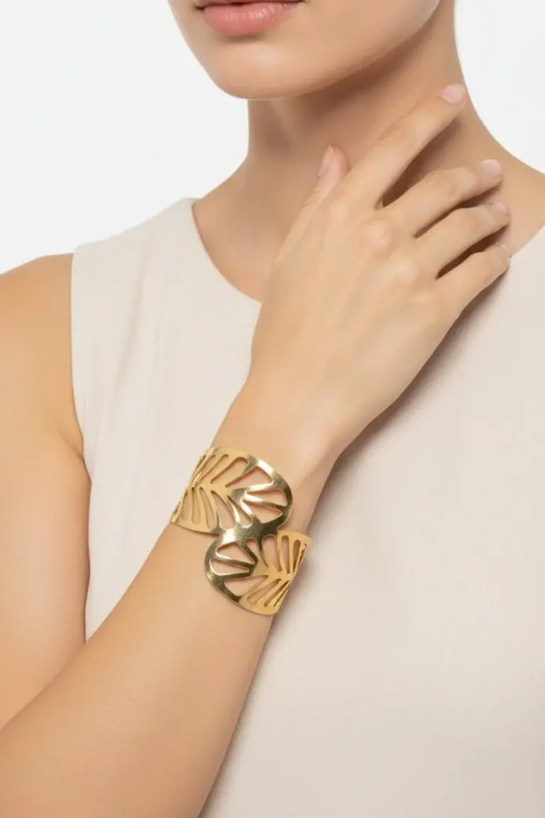 Gold Leaf Design Cuff Bracelet BR-103