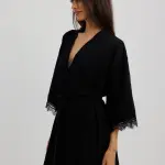 Lace Trim Cotton Robe