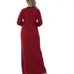 Women’s Long Sleeve Winter Abaya – Jacquard Textured Cotton – Warm Home Wear – Maxi Length Galabeya