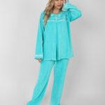 Women’s Velvet Pajama Set – Soft Embroidered Winter Sleepwear | Cozy Warm Homewear