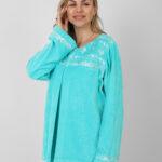 Women’s Velvet Pajama Set – Soft Embroidered Winter Sleepwear | Cozy Warm Homewear