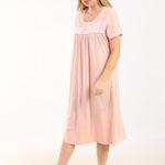 Mint Green Embroidered Nightgown – Soft Cotton & Elegant Design