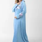 Winter Velvet Embroidered Abaya – Hooded & Elegant for Cold Weather