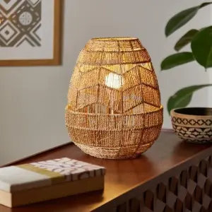 Burlap Boho Table Lamp 025