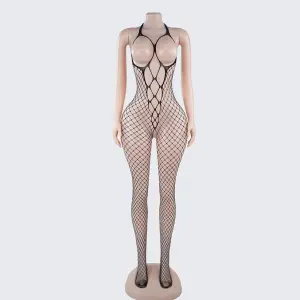 [2+ Items, 300 EGP Each] Sexy Fishnet Mesh Bodystocking Crotchless Cutout Halter Lingerie