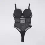 Black Sheer Mesh Bodysuit Dress Set