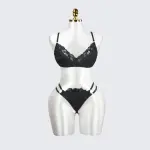 Classic Black Lace Underwire Bra Panty Set