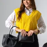 Belted Pebbled Hand Bag - black