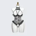 Plus Size Black Mesh Bodysuit