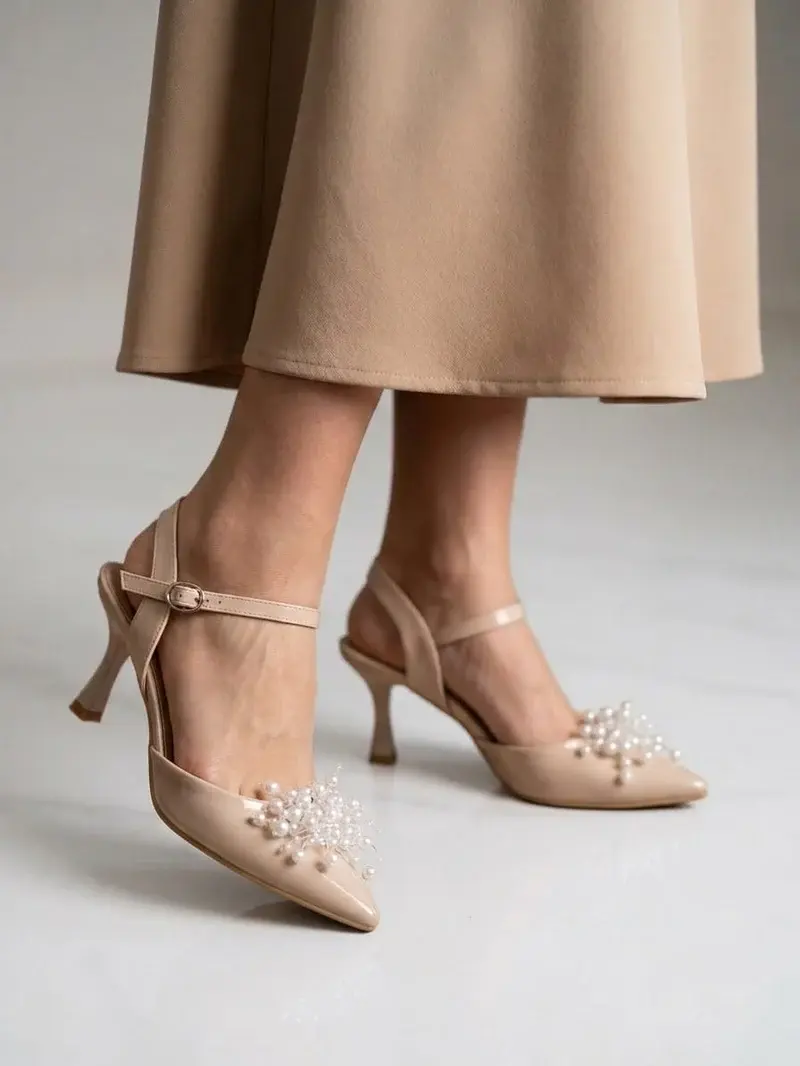 Elegant Heels with Glossy Cherry Detail C-123