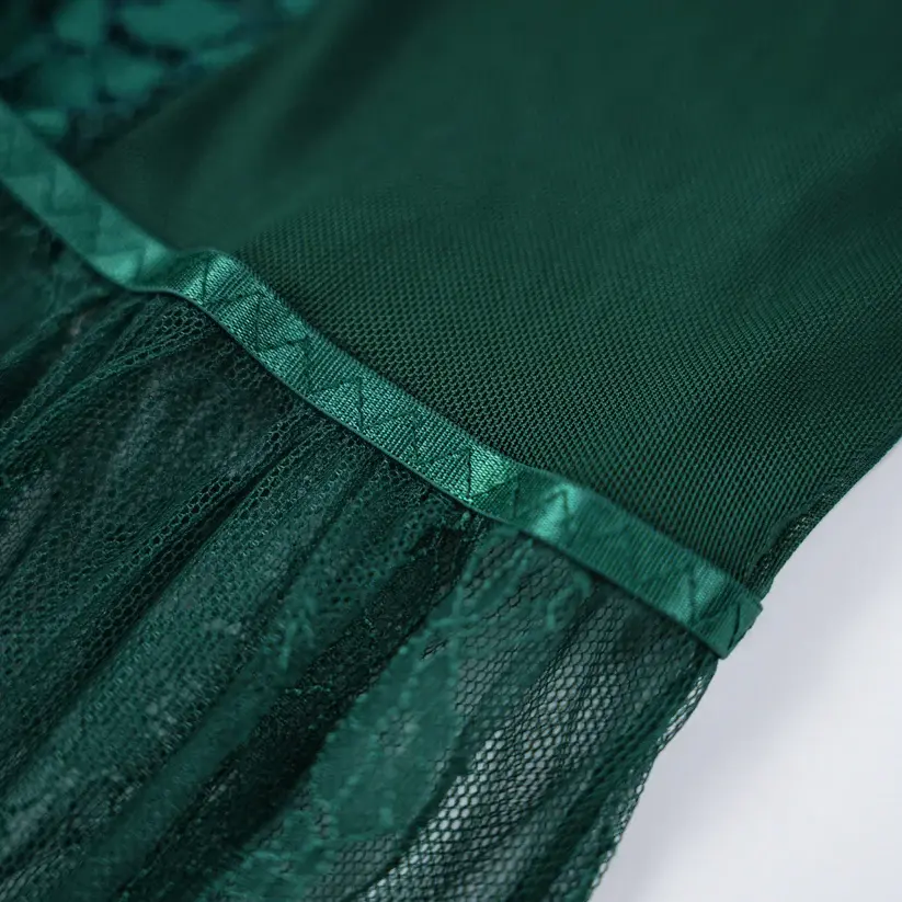 Green Lace Embroidery Negligee Dress