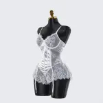 White Lace Embroidery See-Through Hollow Sexy Corset Tops