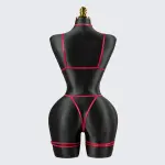 Crimson Seduction Red Lace Embroidery Seduction Bodysuit