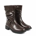 Ruched Boot with Metal Strap B-64